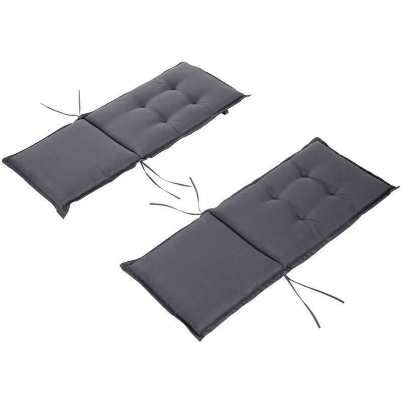 

Cojín de 2 Piezas para Tumbona de Exterior con Cuerda de Fijación Poliéster 120x50x6 cm Gris - Gris