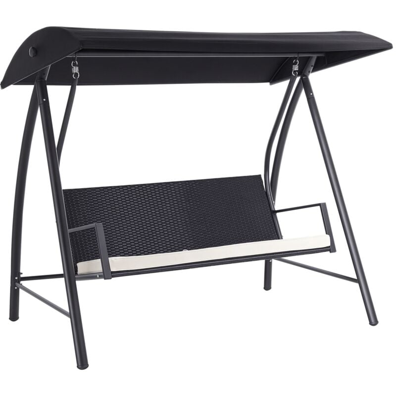 Outsunny Columpio de Jardín tipo Balancín Mecedora de Ratán con 3