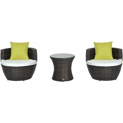 Outsunny Conservatory Patio Rattan Furniture Vase Chair Set Stackable