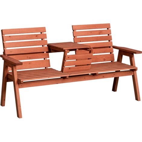 Outsunny Convertable 3-Seater Wood Bench Table Garden w/ Armrests Orange