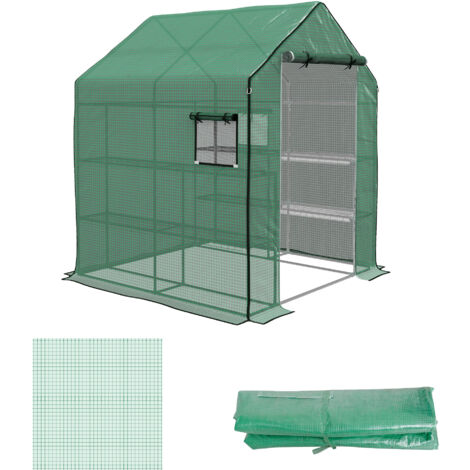 Outsunny Copertura Ricambio per Serra con Porta e Finestre 140x143x190cm Verde