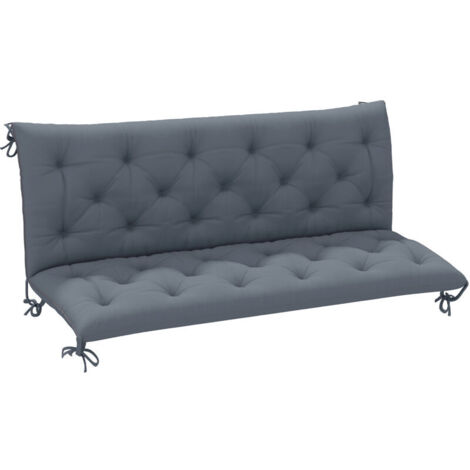 Outsunny Coussin de banc matelas assise dossier pour banc de jardin coussin balancelle canapé 3 places grand confort 150 x 98 x 8 cm gris