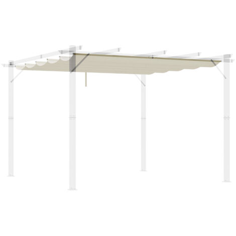 Outsunny cubierta para pérgola 2,5x2,55 m techo de repuesto retráctil para marco de pérgola de 3x3 m toldo de tela solo con 10 orificios de drenaje