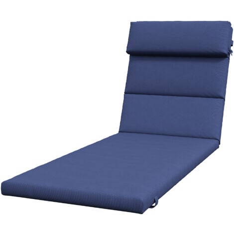 Outsunny Cuscino per Lettino Prendisole in Tessuto con Lacci Blu Scuro