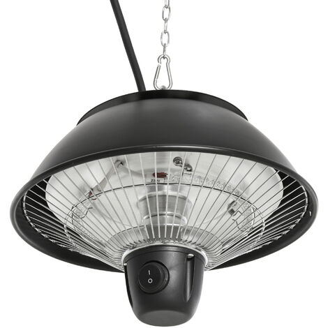 Outsunny® Deckenheizstrahler Heizstrahler 600W Schwarz Φ25,5 x H21,2cm