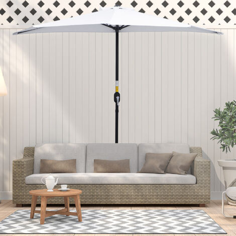 Outsunny Demi-Parasol Ø 2.6 m. parasol de balcon 5 entretoises acier polyester crème