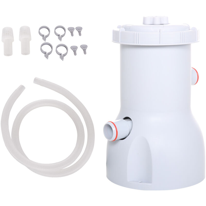 Depuradora De Filtro 3028 L/H Para Piscinas Desmontables Hasta 15.000 L Bomba De Filtro Con Mangueras De Conexión De 32 Mm Ø18X28 Cm Blanco - Outsunny