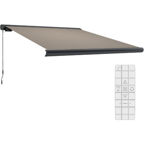 Outsunny DIY Retractable Canopy with Remote Controller for Patio, Light Grey