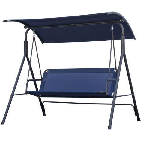 Outsunny Dondolo da Esterno a 3 Posti con Tettuccio Regolabile Blu Scuro