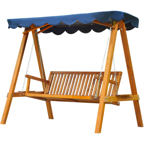 Outsunny Dondolo da Giardino 3 Posti con Tetto Parasole 210x130x185cm