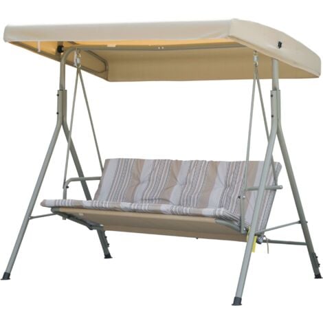 Outsunny Dondolo da Giardino 3 Posti con Tetto Parasole Regolabile,172x110x156cm