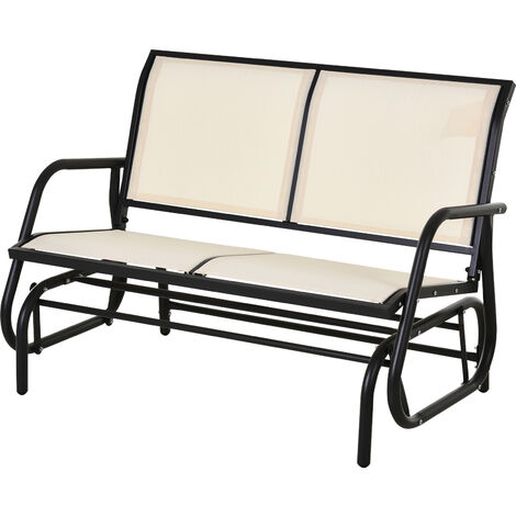Outsunny Dondolo da Giardino a 2 Posti in Metallo e Tessuto Beige