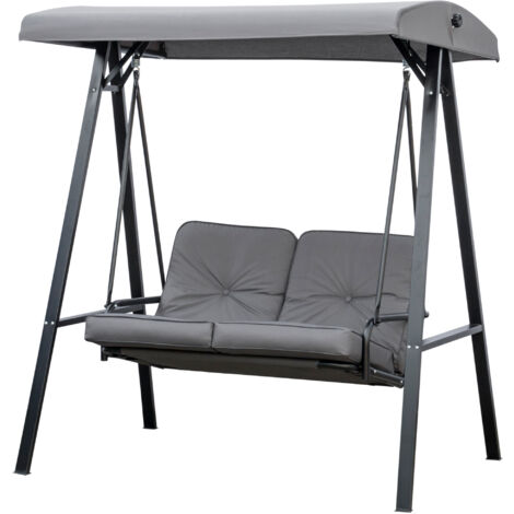 Outsunny Dondolo da Giardino con Tettuccio Regolabile 144x117x173 cm Grigio