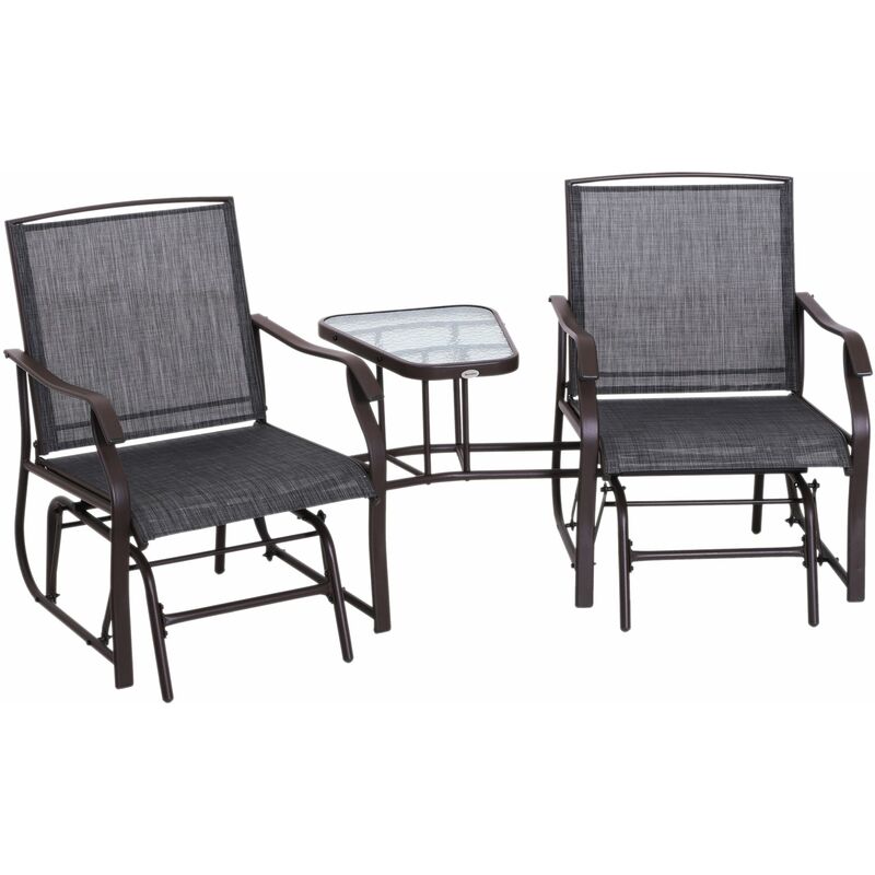 Double Glider Rocking Chairs Table High Back Set Patio Outdoor Furniture - Outsunny