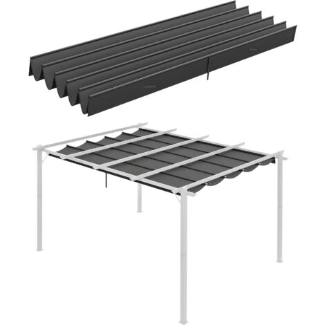Outsunny Ersatzdach für 4 x 3 m Pergola, wasserdicht einziehbar Welle Überdachung mit Regenabflusslöchern, NUR Schattenabdeckung für Garten, Terrasse, 350 x 260 cm Dunkelgrau