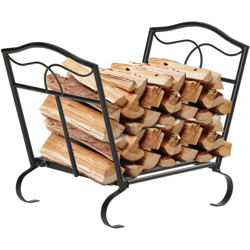 

Outsunny - Estante para Leña Metálico Leñero Exterior e Interior Vintage con Rejilla y Base Elevada Carga Máx. 40 kg 47x30x38 cm - Negro
