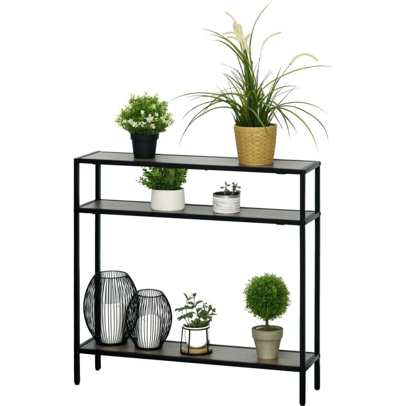

Estantería Bastidor para Plantas de 3 Niveles con Antivuelco 80x20x75 cm Madera - Madera y Negro