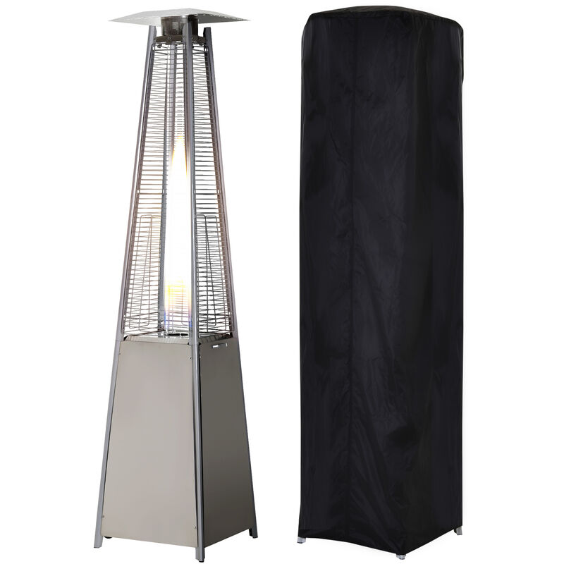 

Estufa de Gas Exterior Piramide 10,5 KW Calefactor Patio de Propano Acero Inoxidable con Funda Protectora Regulador Manguera y Ruedas Ø49,5x227 cm