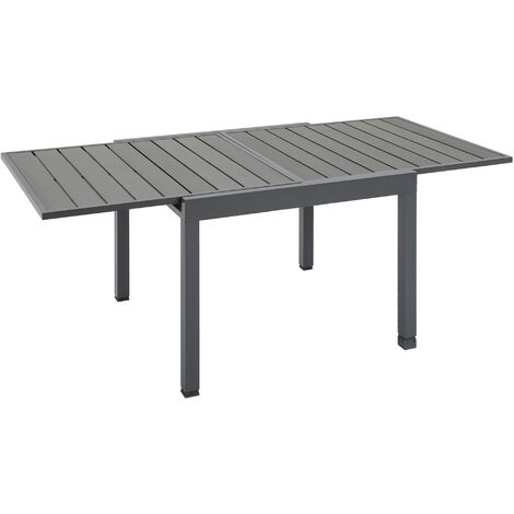 Outsunny Extendable Dining Table Metal Outdoor Slat Table for 4-6 Person Grey