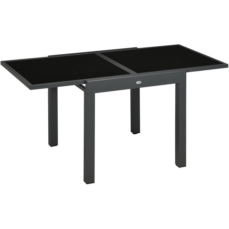 Extendable Outdoor Dining Table Patio Table with Aluminium Frame Black - Outsunny