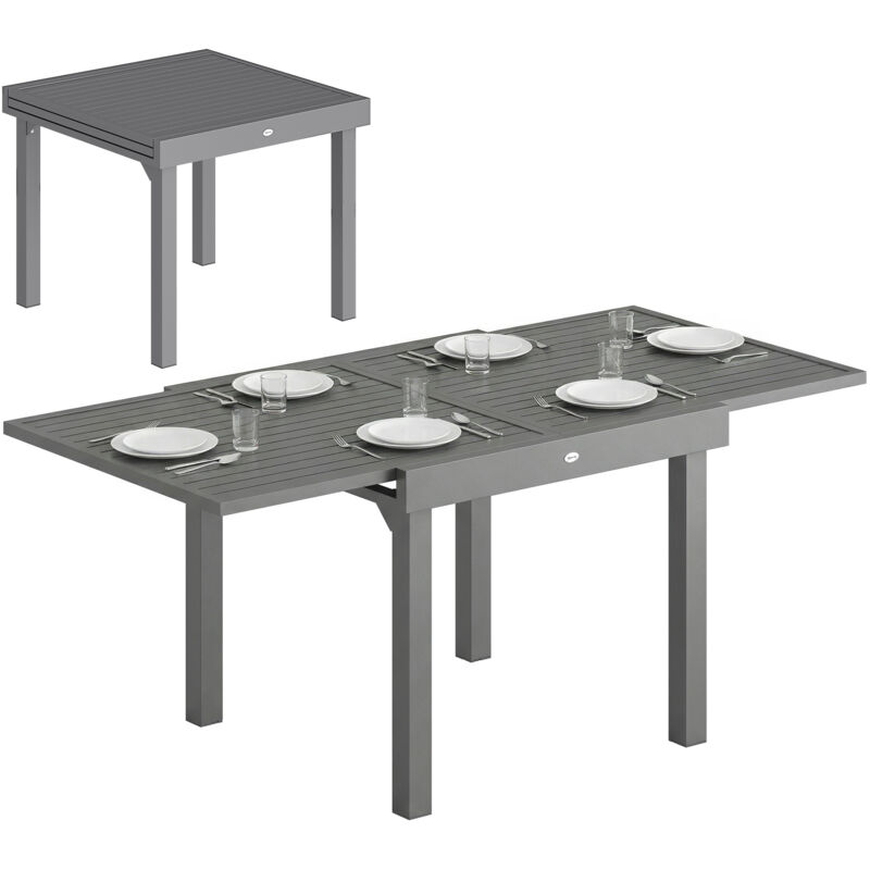 Outsunny Extending Garden Table for 4-8, Aluminium Outdoor Table, Dark Grey