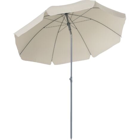 Outsunny Fishing Umbrella Beach Parasol with Sides Brolly Shlter Canopy Cream