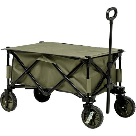 Outsunny Folding Garden Trolley, Cargo Trailer Green