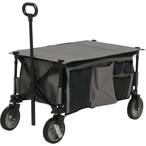 Outsunny Folding Garden Trolley, Cargo Trailer Grey