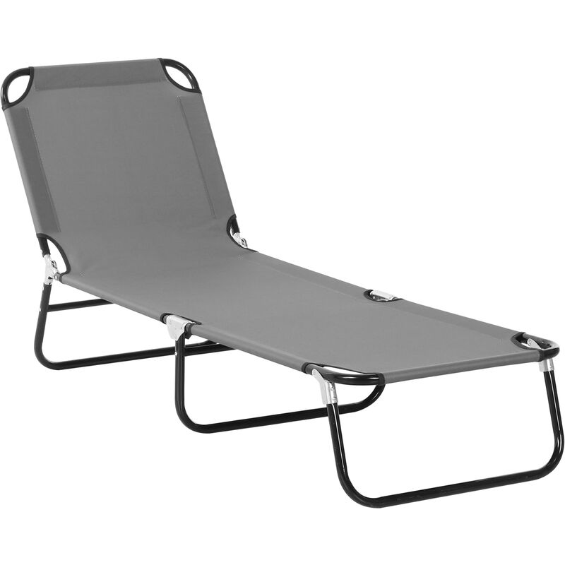 Folding Lounge Chair Outdoor Chaise Lounge for Bench Patio Grey - Grey - Outsunny