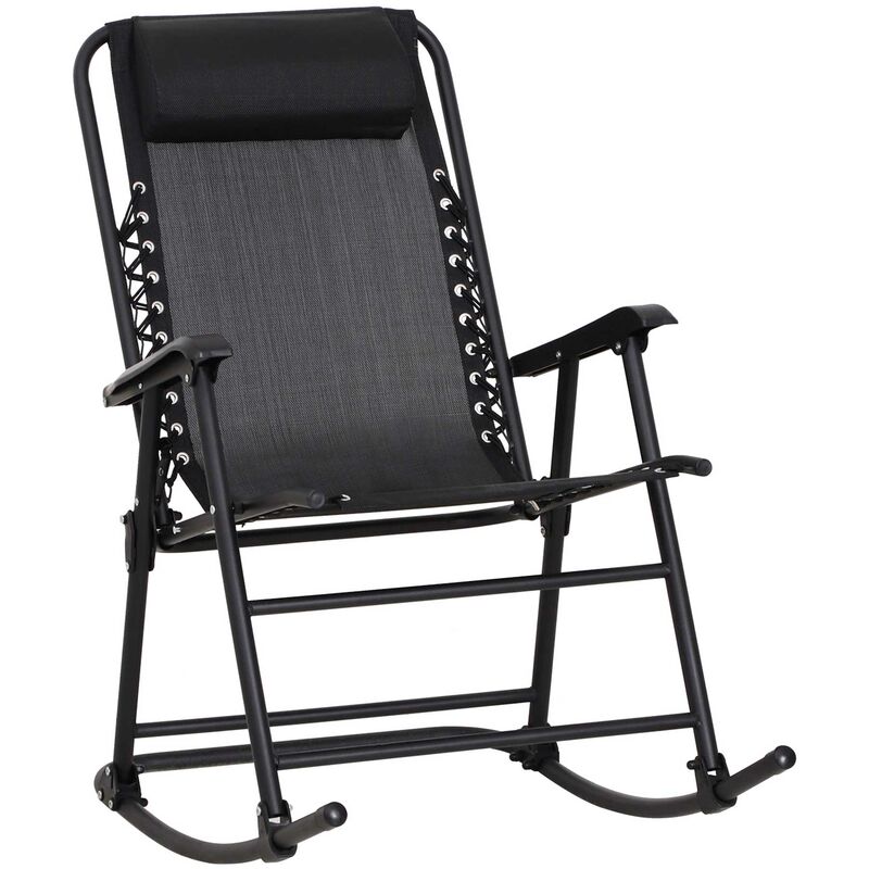 Outsunny - Folding Rocking Chair Outdoor Portable Zero Gravity Chair Black