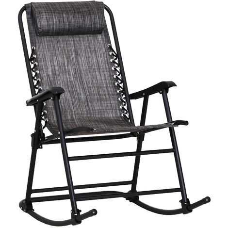 Outsunny Folding Rocking Chair Outdoor Portable Zero Gravity Chair Grey