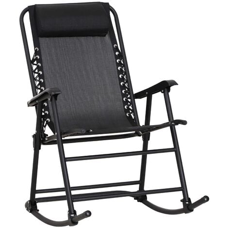 Outsunny Folding Rocking Chair Zero Gravity Outdoor w/ Headrest Garden Patio