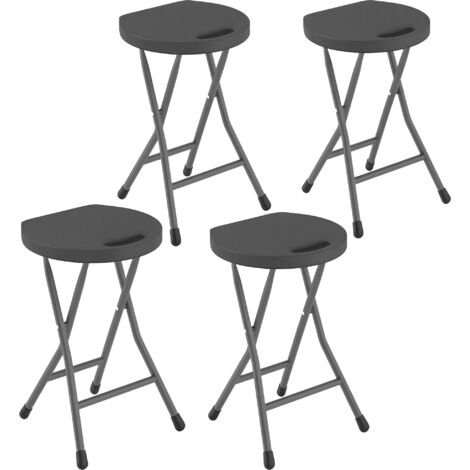 Outsunny Folding Stool Set of 4, Decorative Garden Stool Set, Charcoal Grey