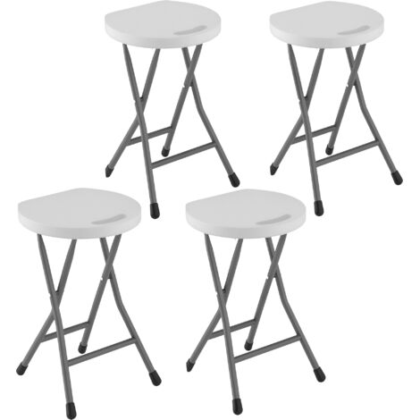 Outsunny Folding Stool Set of 4, Decorative Garden Stool Set, White