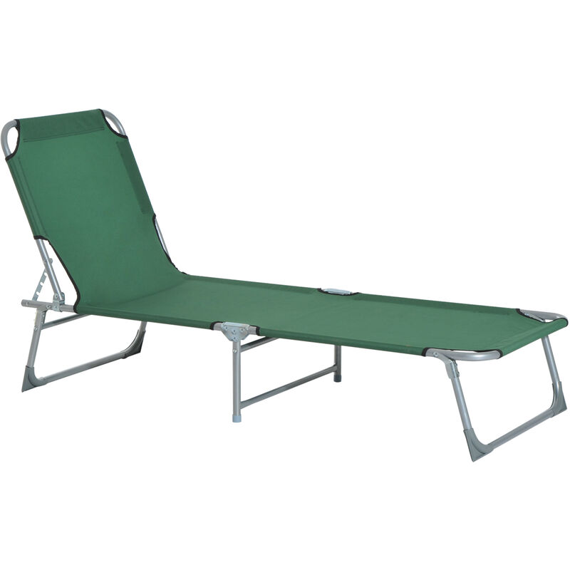 Folding Sun lounger Camping Reclining Chair (Green) - Outsunny