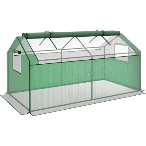 Outsunny Foliegewächshaus mit Fenster Treibhaus mit UV-Schutz Tomatenhaus Frühbeet für Garten, Balkon, 180 x 92 x 92 cm Grün