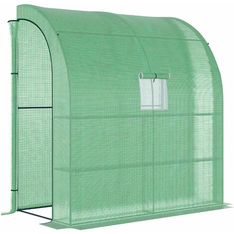 Outsunny Foliengewächshaus Tomatengewächshaus mit Mesh Fenster, Treibhaus mit aufrollbaren Türen, Anzuchthaus mit UV Schutz, Grün, 200 x 100 x 215 cm