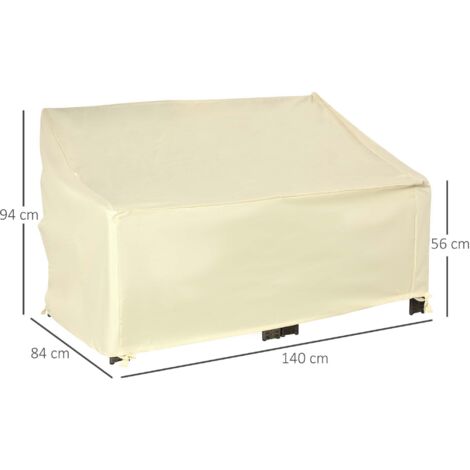 Outsunny Funda para Banco de Jardín 2 Plazas, Funda Sofá Exterior Impermeable, Tela Oxford 600D con Recubrimiento, 140x84x56/94 cm para Patio, Terraza, Crema