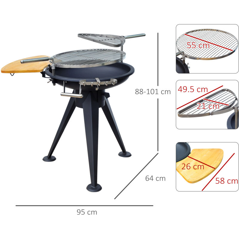 adjustable height charcoal grill
