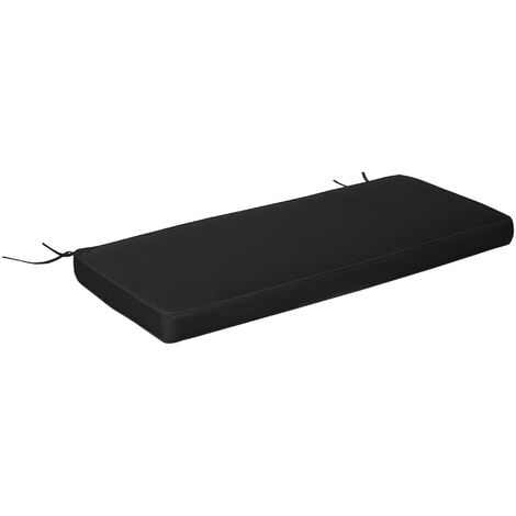 Outsunny Garden Bench Cushion 2 Seater Seat Pad Indoor& Outdoor Use Black