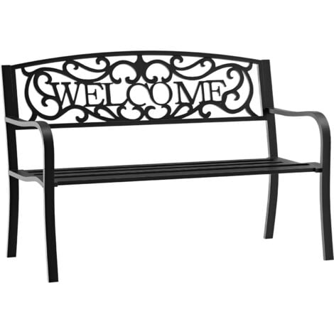 Outsunny Garden Bench Double Seat Park Steel Chair Garden Outdoor Metal Patio