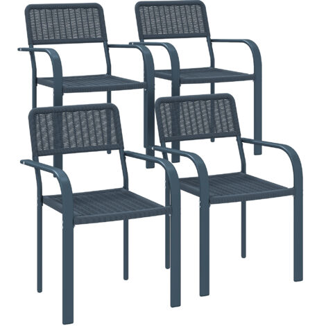 Outsunny Garden Chairs Set of 4, Stackable & Rattan Effect, Dark Grey