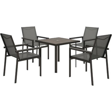 Outsunny Garden Dining Set, Outdoor Table and Chairs, Grey 5 PCs Set