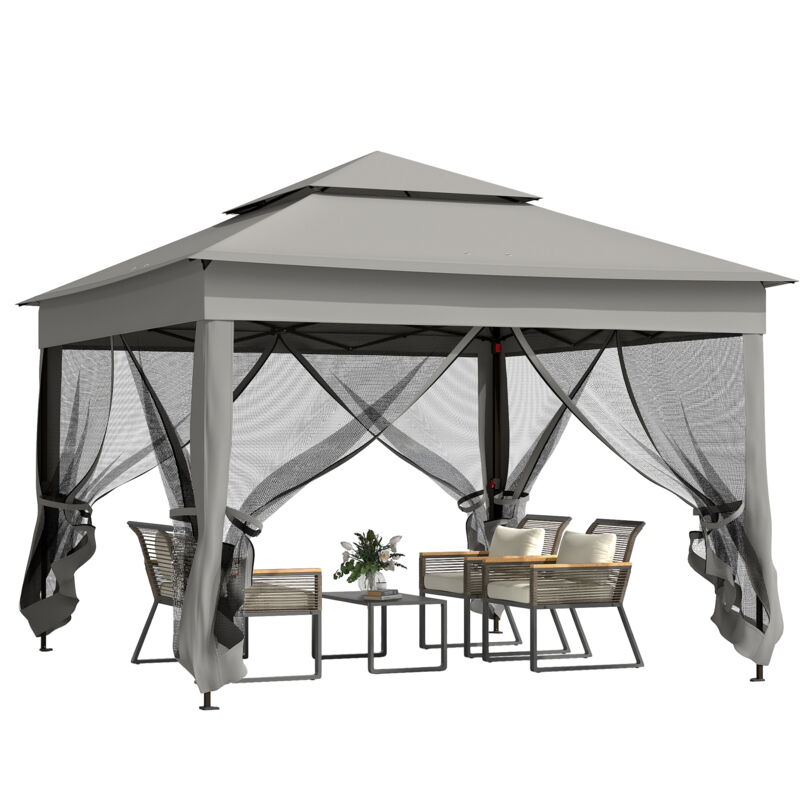 Outsunny - Garden Folding Tent Heavy Duty Pop Up Gazebo for Party Dark Grey