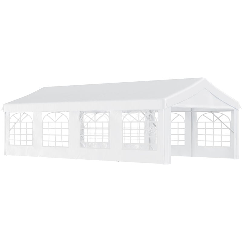 Gazebo Marquee Party Tent Wedding Portable Garage Steel Frame Waterproof - 8x4m - Outsunny