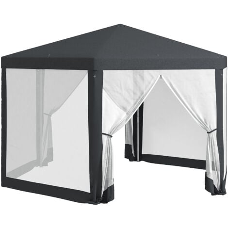 Outsunny Garden Hexagonal Gazebo Patio Outdoor Canopy Patio Party Tent Dark Grey