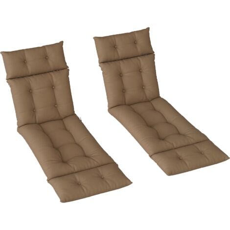 Outsunny Garden Lounge Chair Cushions Set of 2, 220gsm Fabric, Khaki