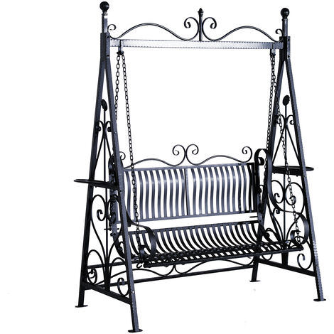 Outsunny Garden Metal Swing Chair Outdoor Patio Hammock