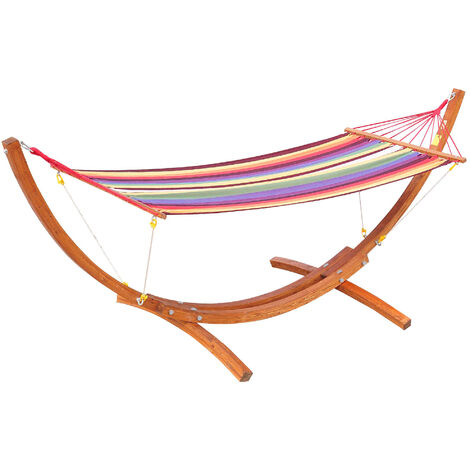 Outsunny Garden Outdoor Patio Wooden Frame Hammock Arc Stand Sun Swing Bed Seat