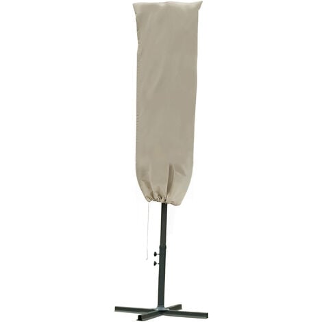 Outsunny Garden Parasol Cover, Outdoor Patio Umbrella Protector Weatherproof Garden Patio with Rod, Zipper for 2-4m Parasol, Φ60 x 160cm Khaki